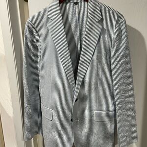 Classic Blue and White Seersucker Blazer